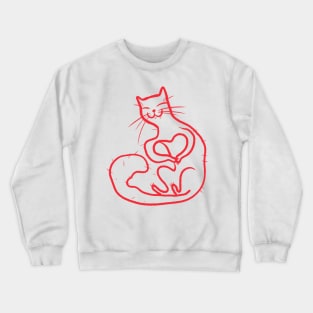 Funny red cat making a heart with his paws Crewneck Sweatshirt